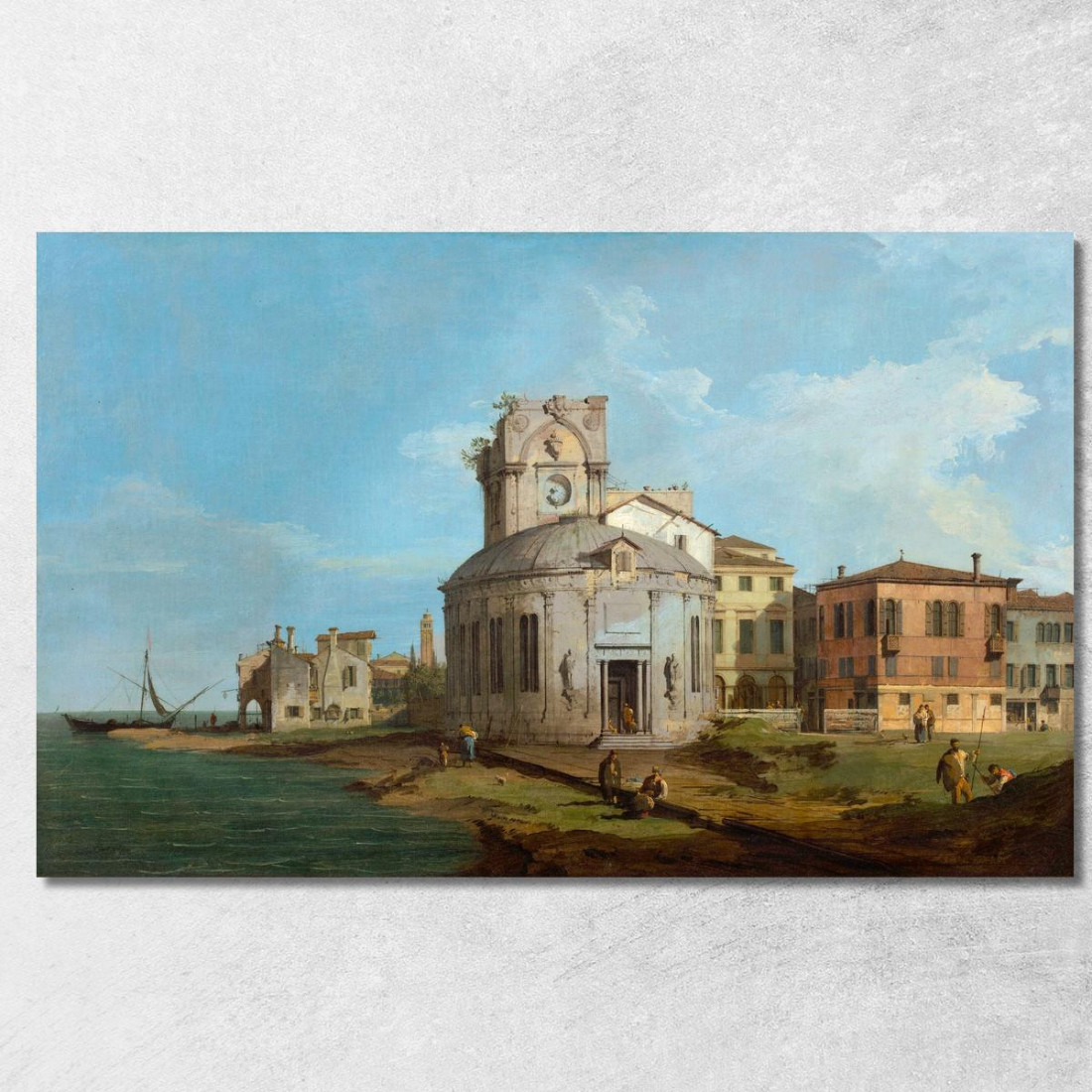 Un Capriccio Veneziano Con Una Chiesa Ovale Sulla Laguna Canaletto cnl3 quadro stampato su tela Un Capriccio Veneziano Con Una Chiesa Ovale Sulla Laguna Canaletto cnl3 quadro stampato su tela