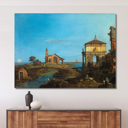 Un'Isola Nella Laguna Con Una Porta E Una Chiesa Canaletto cnl5 quadro stampato su tela