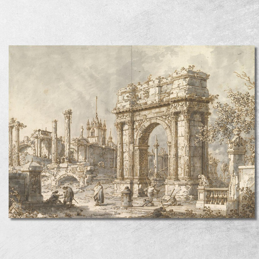 Capriccio Con Arco Trionfale Romano Canaletto cnl22 quadro stampato su tela Capriccio Con Arco Trionfale Romano Canaletto cnl22 quadro stampato su tela