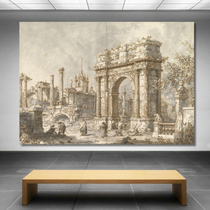 Capriccio Con Arco Trionfale Romano Canaletto cnl22 quadro stampato su tela