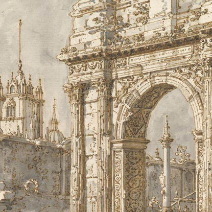 Capriccio Con Arco Trionfale Romano Canaletto cnl22 quadro stampato su tela