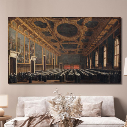 The Doge And Grand Council In Sala Del Maggior Consiglio Canaletto cnl44 quadro stampato su tela