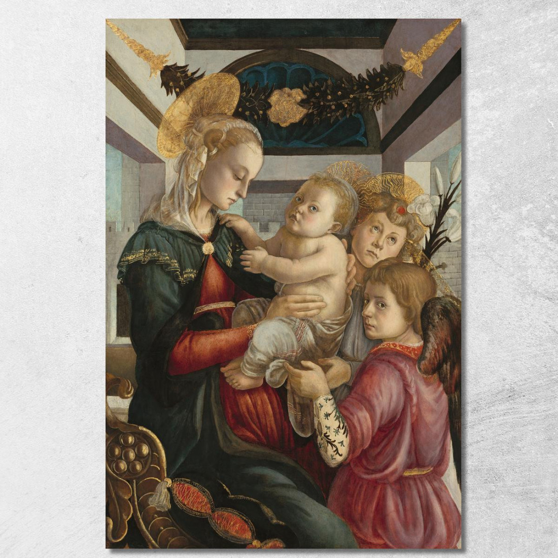 Madonna Col Bambino E Angeli Sandro Botticelli sbt19 quadro stampato su tela Madonna Col Bambino E Angeli Sandro Botticelli sbt19 quadro stampato su tela