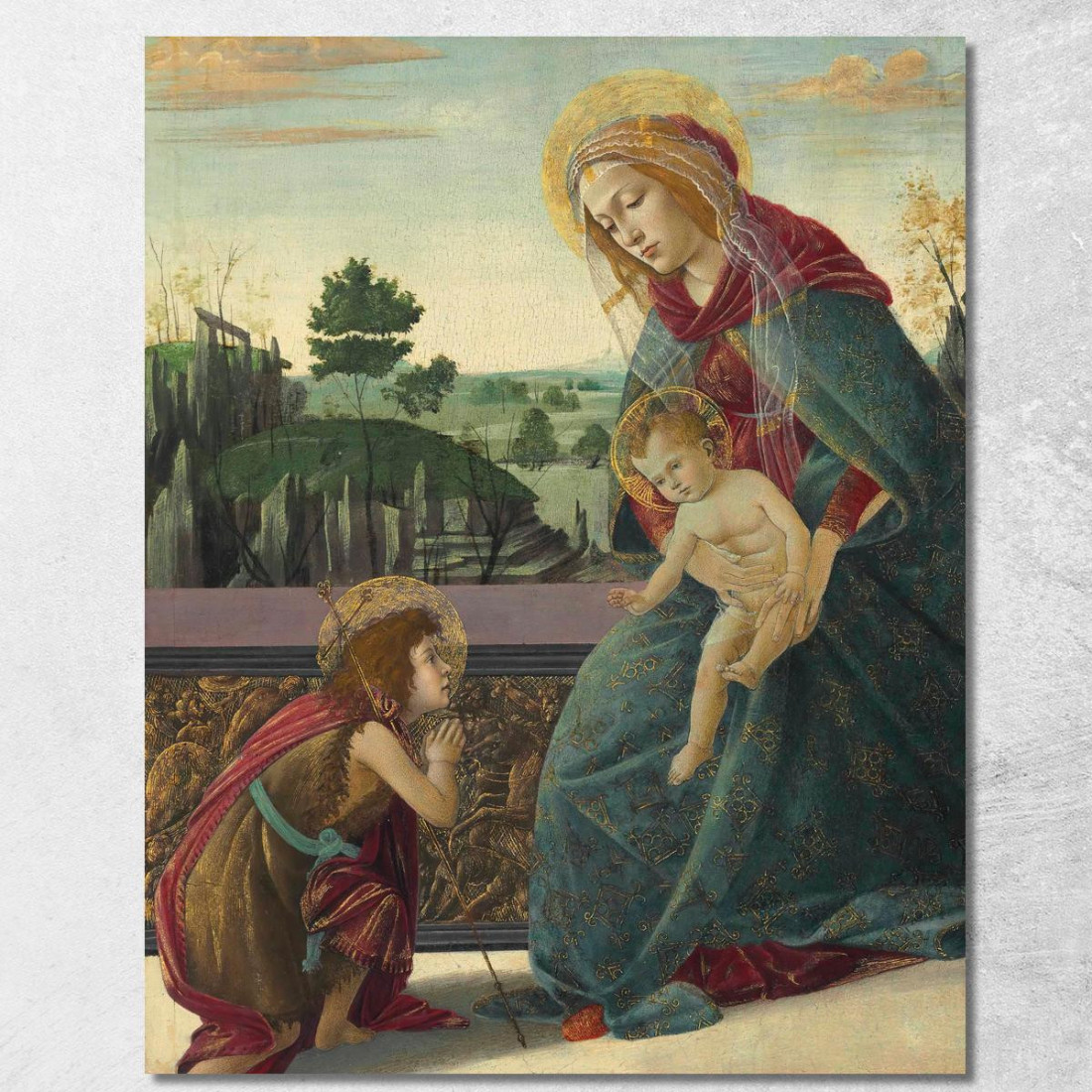 Madonna Col Bambino E San Giovanni Battista Sandro Botticelli sbt20 quadro stampato su tela