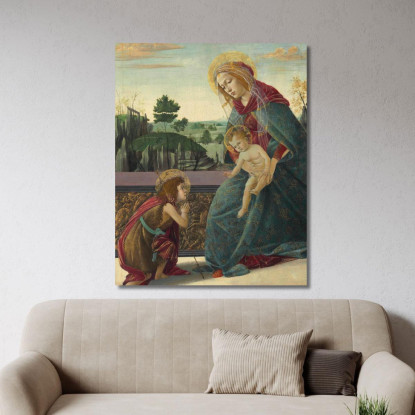 Madonna Col Bambino E San Giovanni Battista Sandro Botticelli sbt20 quadro stampato su tela