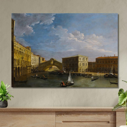 Venezia: Una Veduta Del Canal Grande E Del Ponte Di Rialto Da Nord Canaletto cnl57 quadro stampato su tela