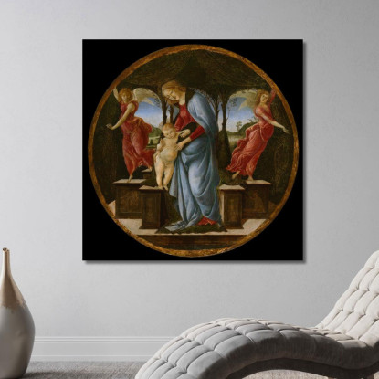 Madonna Col Bambino E Due Angeli Sandro Botticelli sbt47 quadro stampato su tela