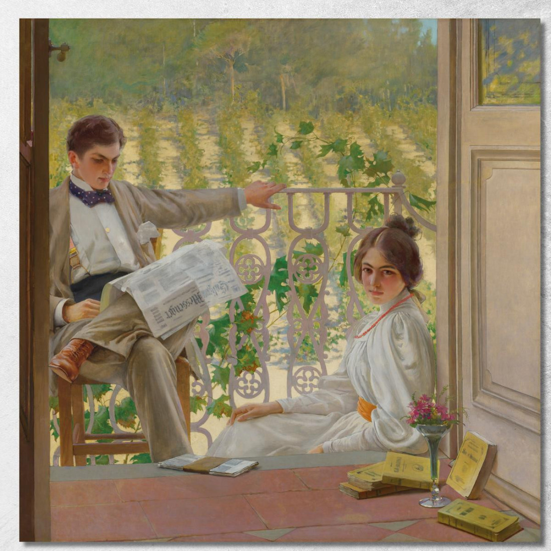 Un Pomeriggio In Veranda Vittorio Matteo Corcos vmc5 quadro stampato su tela Un Pomeriggio In Veranda Vittorio Matteo Corcos vmc5 quadro stampato su tela