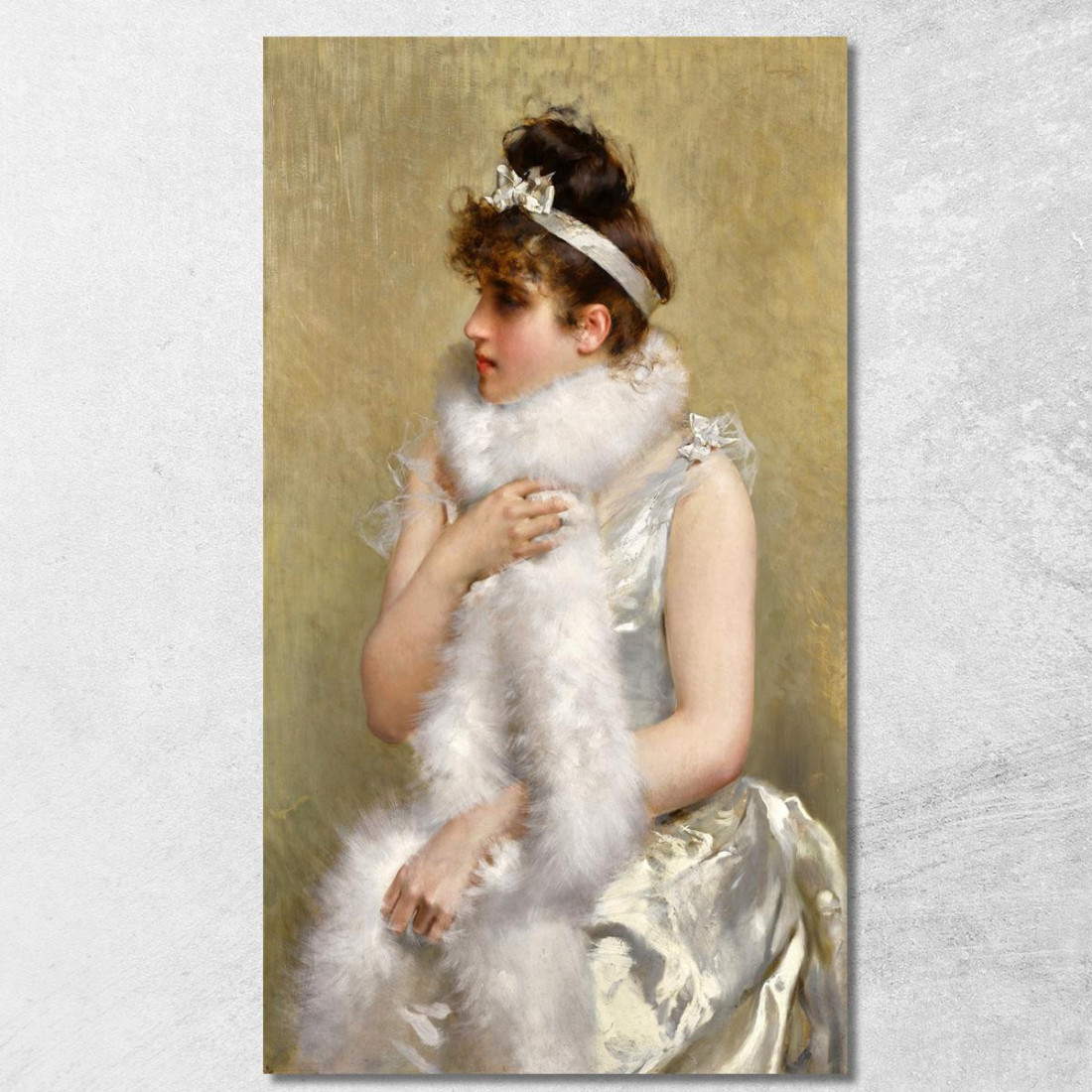 Ragazza In Bianco Vittorio Matteo Corcos vmc14 quadro stampato su tela Ragazza In Bianco Vittorio Matteo Corcos vmc14 quadro stampato su tela