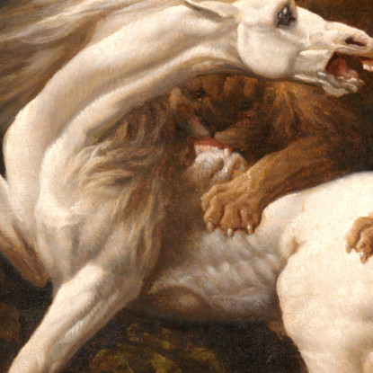 Cavallo Attaccato Da Un Leone George Stubbs gst19 quadro stampato su tela