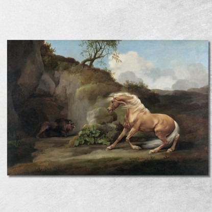 Cavallo Spaventato Da Un Leone 1762-1768 George Stubbs gst21 quadro stampato su tela