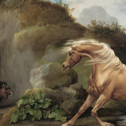Cavallo Spaventato Da Un Leone 1762-1768 George Stubbs gst21 quadro stampato su tela