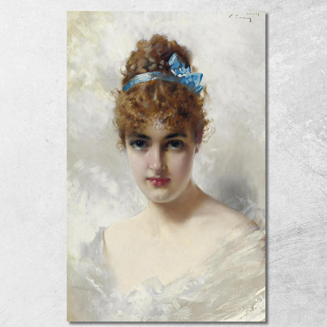 Ritratto Di Una Giovane Donna In Bianco Vittorio Matteo Corcos vmc24 quadro stampato su tela Ritratto Di Una Giovane Donna In Bianco Vittorio Matteo Corcos vmc24 quadro stampato su tela