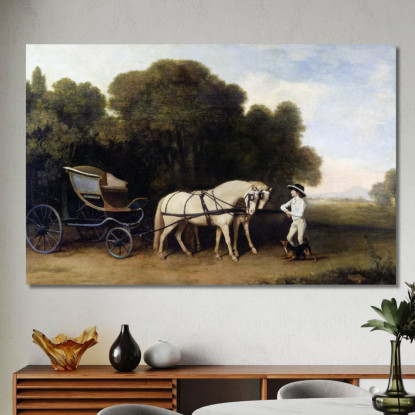 Fetonte Con Una Coppia Di Pony Color Crema E Uno Stalliere George Stubbs gst33 quadro stampato su tela