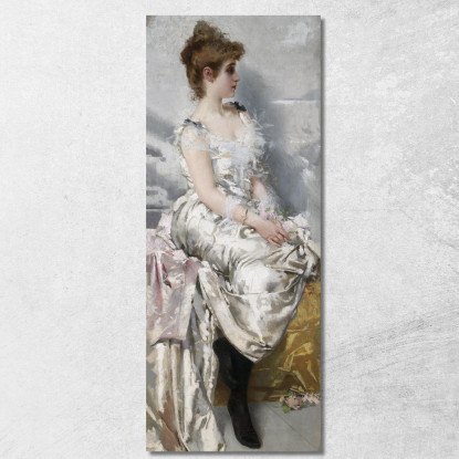 Ritratto Di Giovane Donna In Abito Bianco Con Fiori Vittorio Matteo Corcos vmc31 quadro stampato su tela