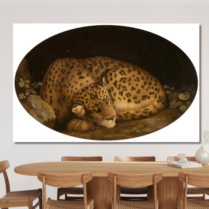 Leopardo Addormentato George Stubbs gst37 quadro stampato su tela