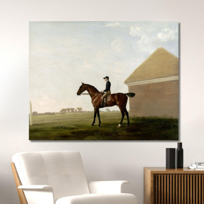 Turf Con Jockey A Newmarket George Stubbs gst46 quadro stampato su tela