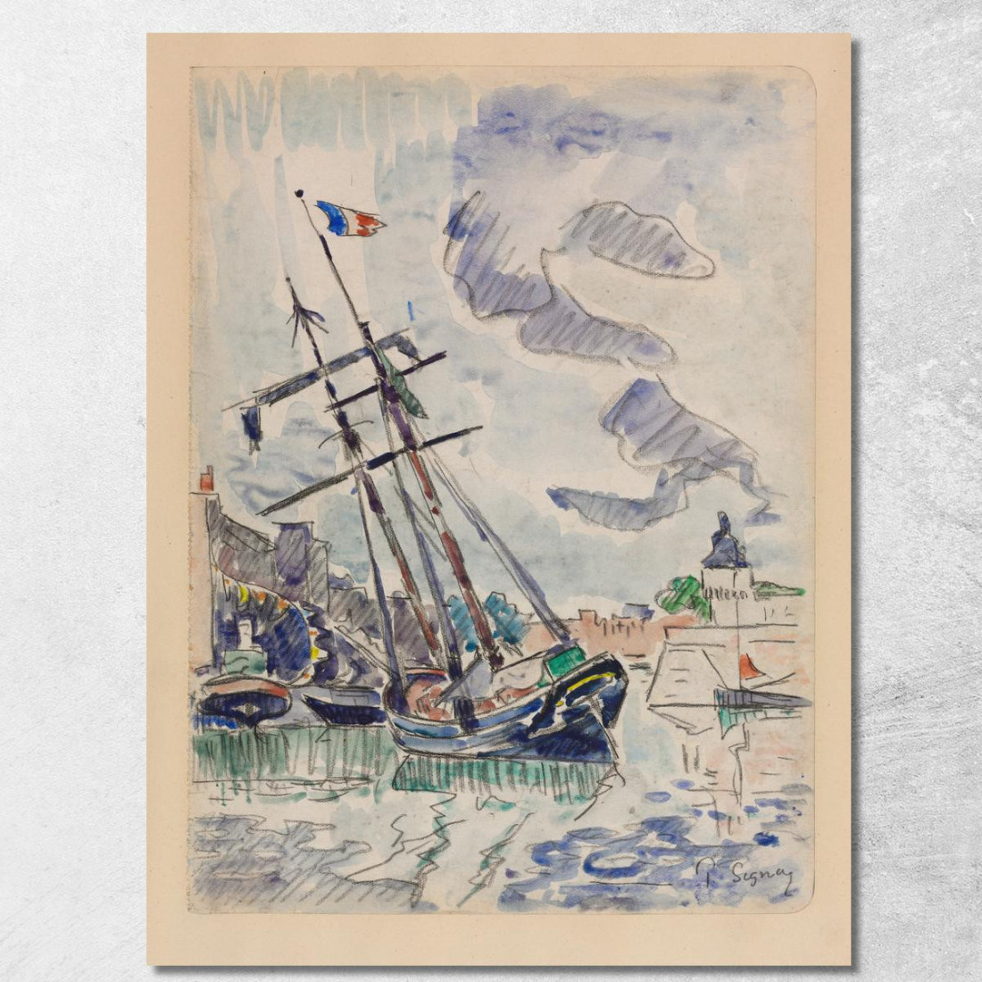 Barca In Porto Paul Signac psn13 quadro stampato su tela Barca In Porto Paul Signac psn13 quadro stampato su tela