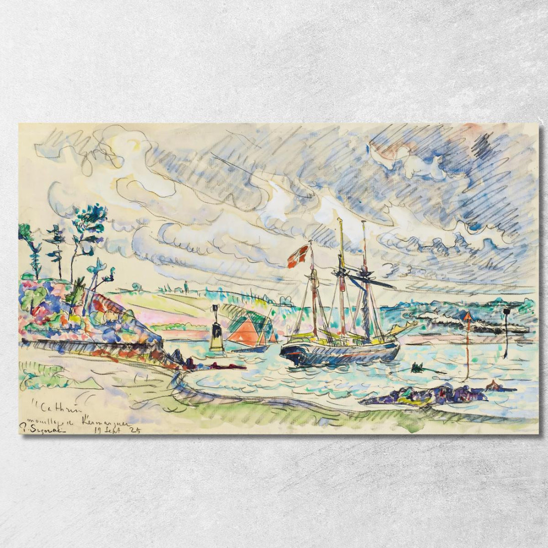 Cathrin All'Ancora Ancoraggio Di Kermarquer Bocca Di Trieux Paul Signac psn21 quadro stampato su tela Cathrin All'Ancora Ancoraggio Di Kermarquer Bocca Di Trieux Paul Signac psn21 quadro stampato su tela
