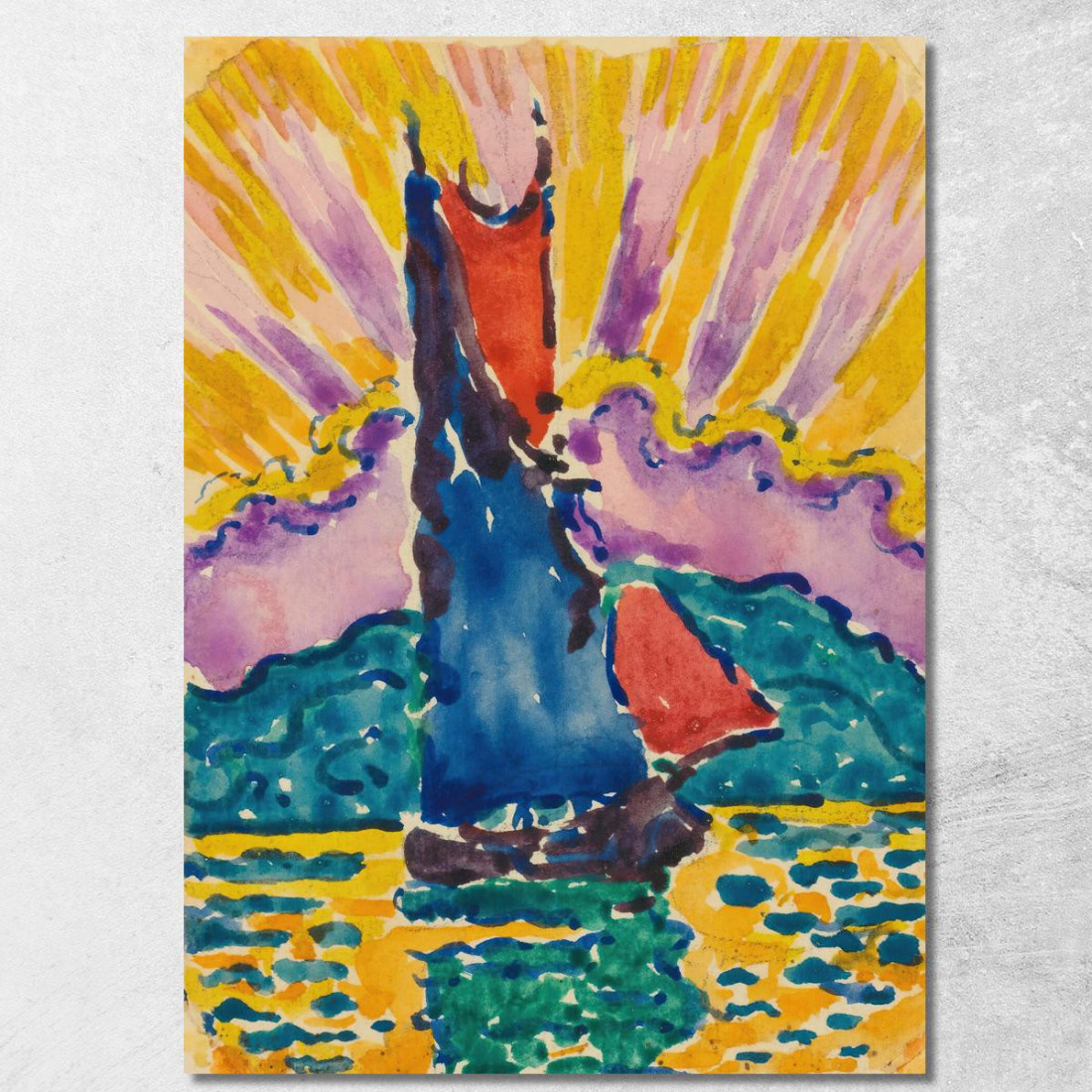 Tramonto Il Ventilatore Paul Signac psn28 quadro stampato su tela Tramonto Il Ventilatore Paul Signac psn28 quadro stampato su tela