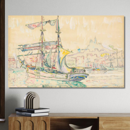 Marsiglia. Veliero Paul Signac psn62 quadro stampato su tela