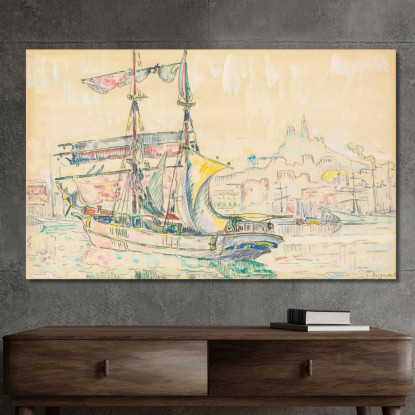 Marsiglia. Veliero Paul Signac psn62 quadro stampato su tela