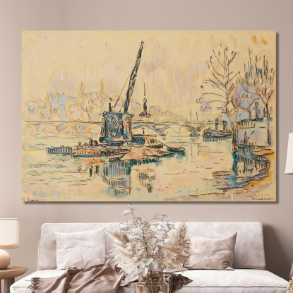 Parigi La Senna Al Quai Malaquais La Gru Paul Signac psn70 quadro stampato su tela
