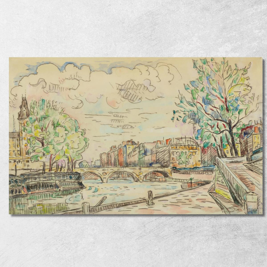 Parigi Il Ponte Luigi Filippo Paul Signac psn74 quadro stampato su tela Parigi Il Ponte Luigi Filippo Paul Signac psn74 quadro stampato su tela