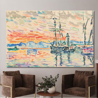 Saint-Tropez Il Porto Al Tramonto Paul Signac psn99 quadro stampato su tela