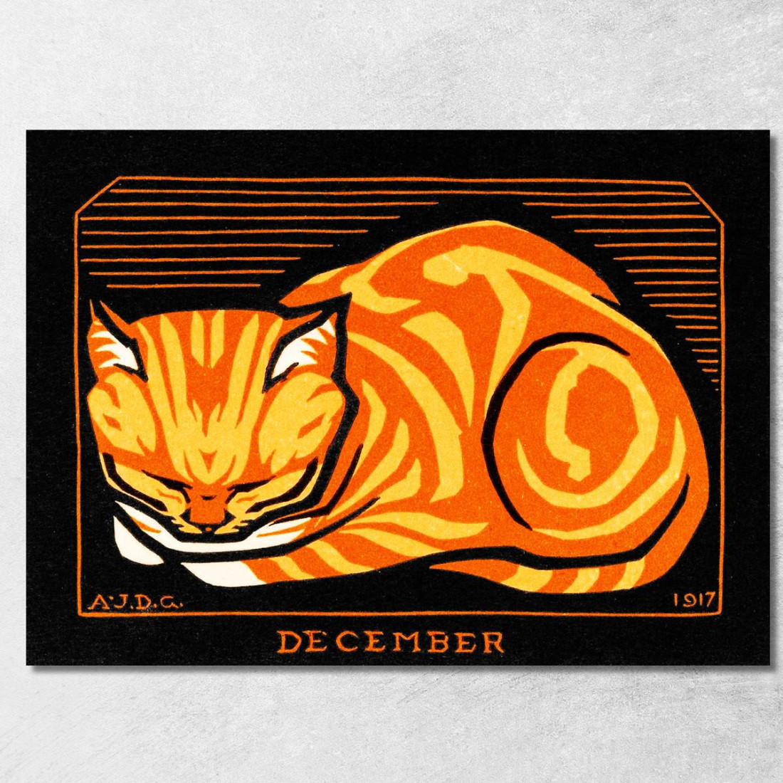 Dicembre Gatto Julie de Graag jdg12 quadro stampato su tela