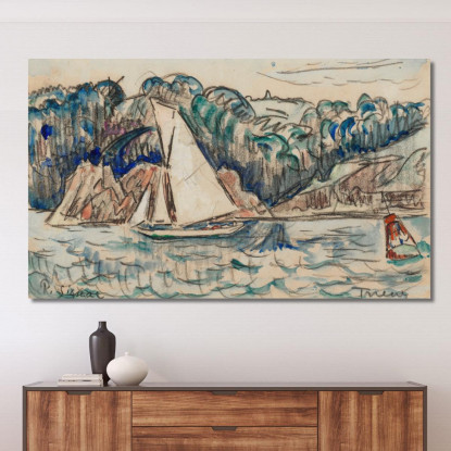Barca A Vela Sul Trieux Paul Signac psn130 quadro stampato su tela