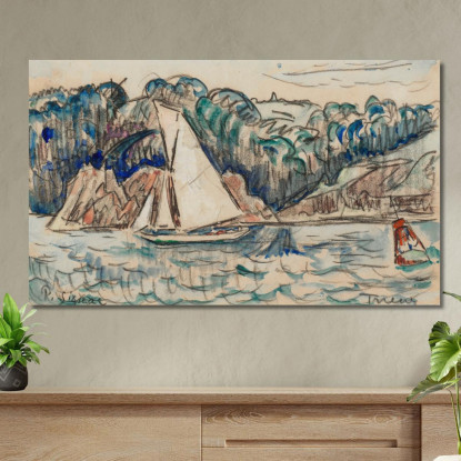 Barca A Vela Sul Trieux Paul Signac psn130 quadro stampato su tela