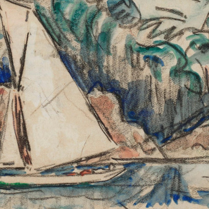 Barca A Vela Sul Trieux Paul Signac psn130 quadro stampato su tela