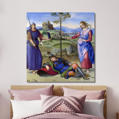 Una Visione Allegorica Di Un Cavaliere Raffaello Sanzio rph1 quadro stampato su tela