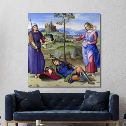 Una Visione Allegorica Di Un Cavaliere Raffaello Sanzio rph1 quadro stampato su tela
