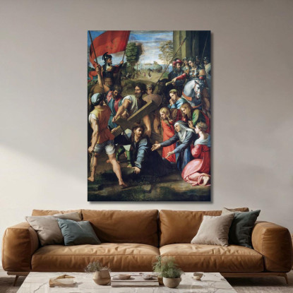 Cristo Cade Sulla Via Del Calvario Raffaello Sanzio rph7 quadro stampato su tela