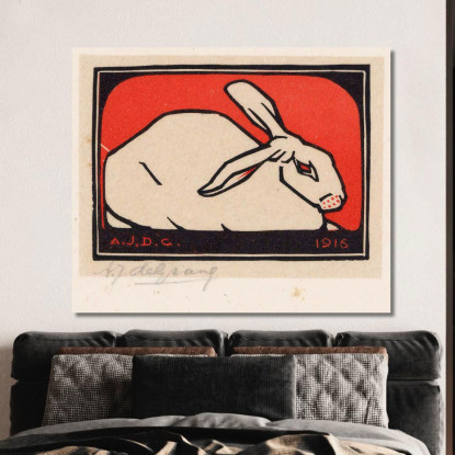 Coniglio Bugiardo Julie de Graag jdg34 quadro stampato su tela