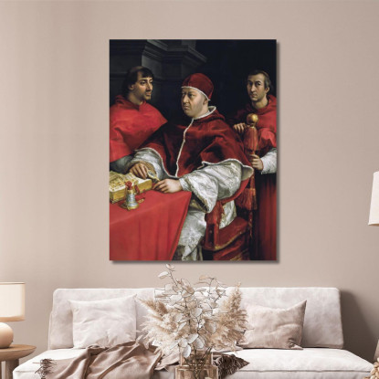Ritratto Di Papa Leone X E Dei Suoi Cugini Cardinali Giulio De' Medici Raffaello Sanzio rph28 quadro stampato su tela
