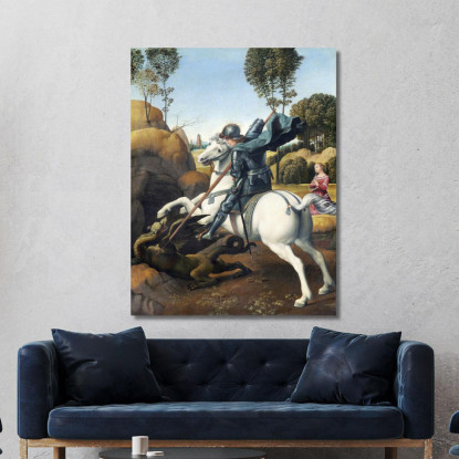 San Giorgio E Il Drago Raffaello Sanzio rph33 quadro stampato su tela