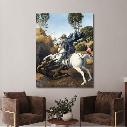 San Giorgio E Il Drago Raffaello Sanzio rph33 quadro stampato su tela