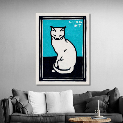 Gatto Seduto 2 Julie de Graag jdg53 quadro stampato su tela