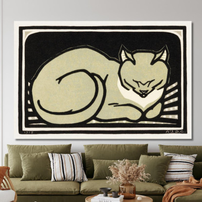 Gatto Addormentato Julie de Graag jdg54 quadro stampato su tela