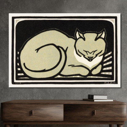 Gatto Addormentato Julie de Graag jdg54 quadro stampato su tela