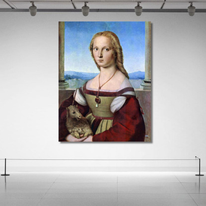 Giovane Donna Con Unicorno Raffaello Sanzio rph50 quadro stampato su tela