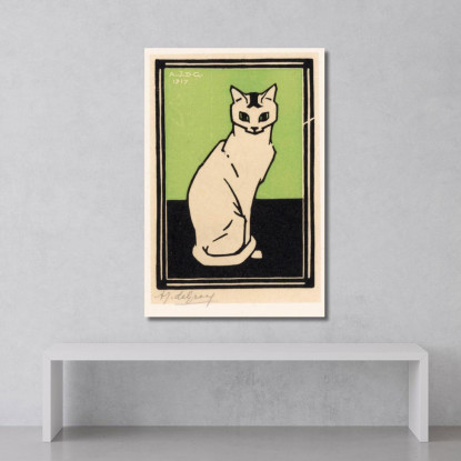 Gatto Seduto 2 Julie de Graag jdg74 quadro stampato su tela