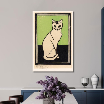 Gatto Seduto 2 Julie de Graag jdg74 quadro stampato su tela