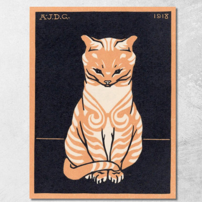 Gatto Seduto Julie de Graag jdg76 quadro stampato su tela