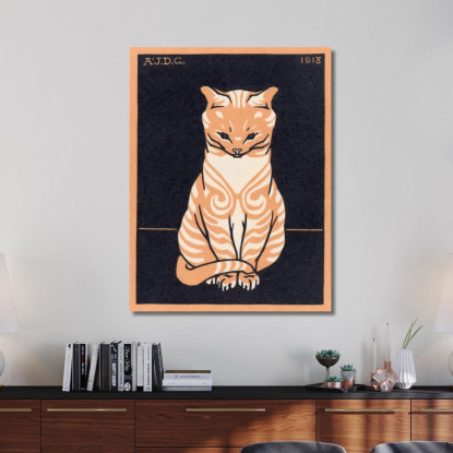 Gatto Seduto Julie de Graag jdg76 quadro stampato su tela