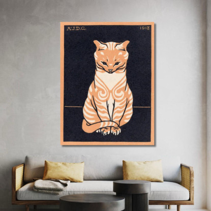 Gatto Seduto Julie de Graag jdg76 quadro stampato su tela