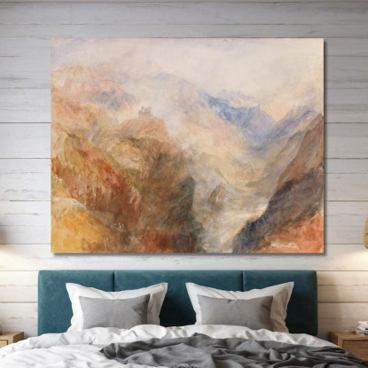 Montjovet Da Sotto St Vincent Guardando La Val D'Aosta Verso Berriaz Joseph Mallord William Turner jwt81 quadro stampato su tela
